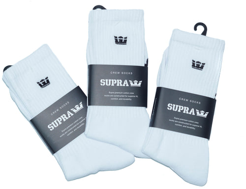 Supra White Crew Socks